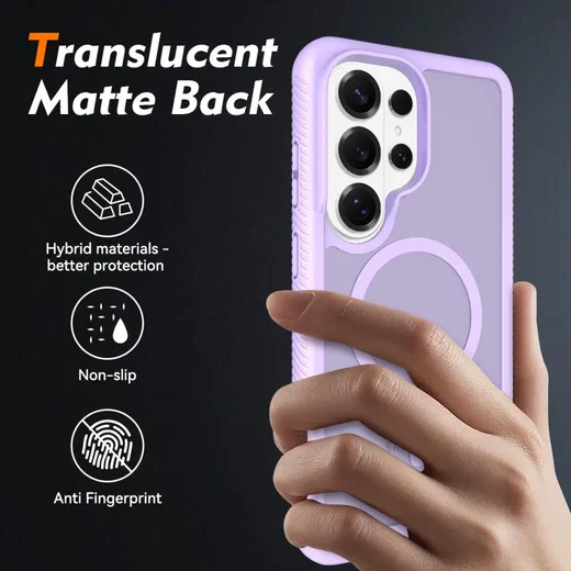 Samsung Galaxy S25 Ultra Hoesje Full Protect 360° Cover met MagSafe Matte Paars afbeelding 2