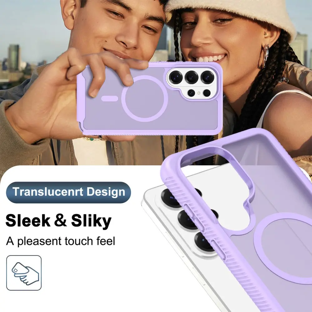Samsung Galaxy S25 Ultra Hoesje Full Protect 360° Cover met MagSafe Matte Paars afbeelding 5