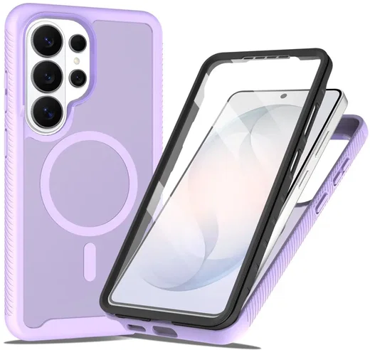 Samsung Galaxy S25 Ultra Hoesje Full Protect 360° Cover met MagSafe Matte Paars afbeelding 1