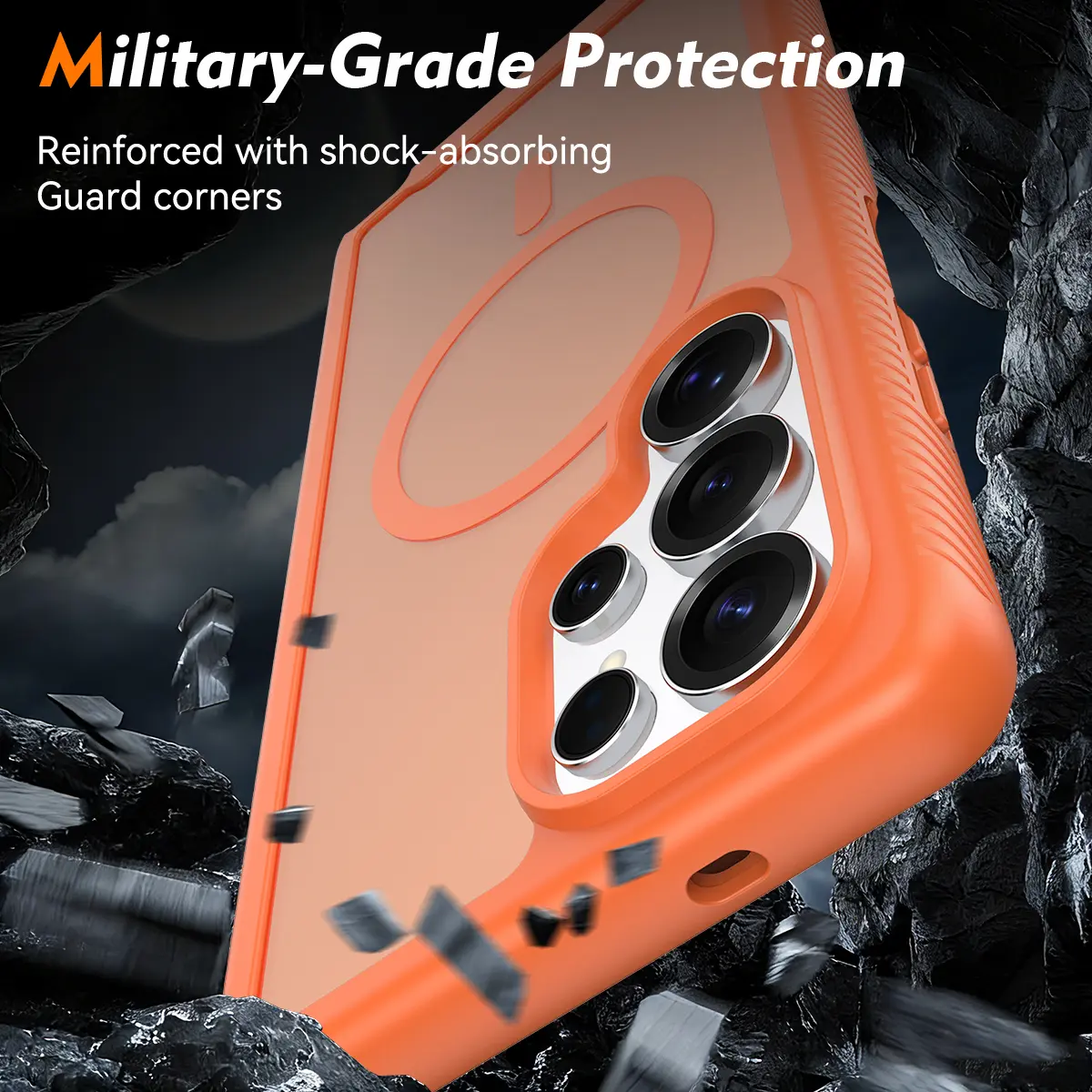 Samsung Galaxy S25 Ultra Hoesje Full Protect 360° Cover met MagSafe Matte Oranje afbeelding 4