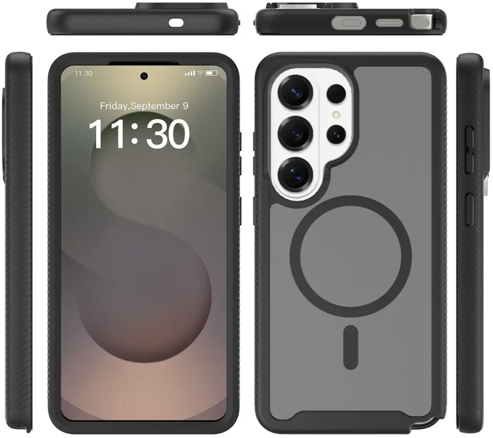 Samsung Galaxy S25 Ultra Hoesje Full Protect 360° Cover met MagSafe Matte Zwart afbeelding 6
