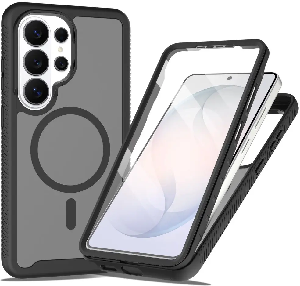 Samsung Galaxy S25 Ultra Hoesje Full Protect 360° Cover met MagSafe Matte Zwart afbeelding 1