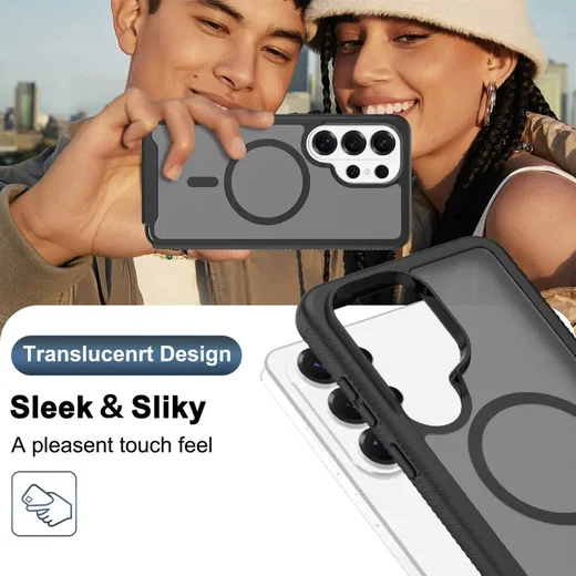 Samsung Galaxy S25 Ultra Hoesje Full Protect 360° Cover met MagSafe Matte Zwart afbeelding 5