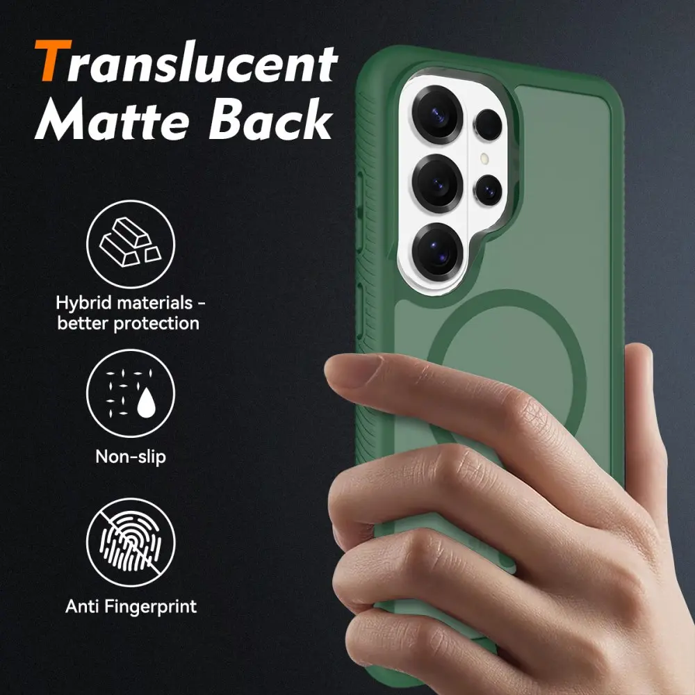 Samsung Galaxy S25 Ultra Hoesje Full Protect 360° Cover met MagSafe Matte Groen afbeelding 2