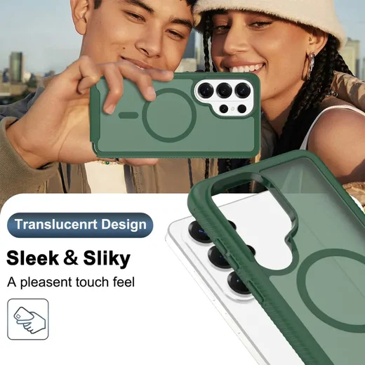 Samsung Galaxy S25 Ultra Hoesje Full Protect 360° Cover met MagSafe Matte Groen afbeelding 5
