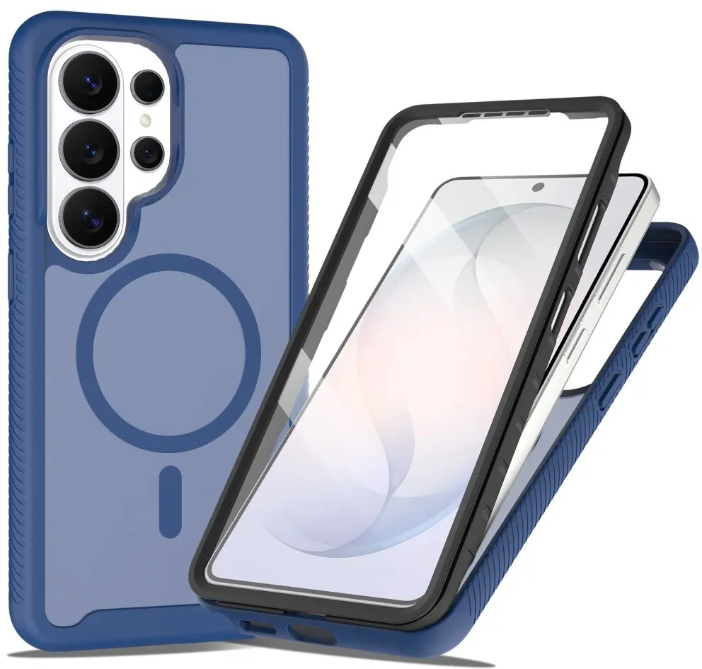 Samsung Galaxy S25 Ultra Hoesje Full Protect 360° Cover met MagSafe Matte Bluaw afbeelding 1