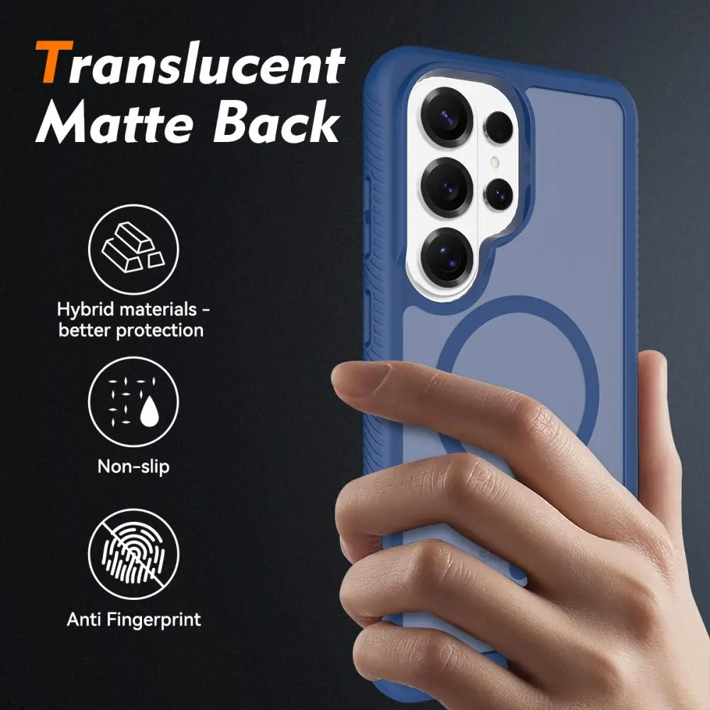 Samsung Galaxy S25 Ultra Hoesje Full Protect 360° Cover met MagSafe Matte Bluaw afbeelding 2