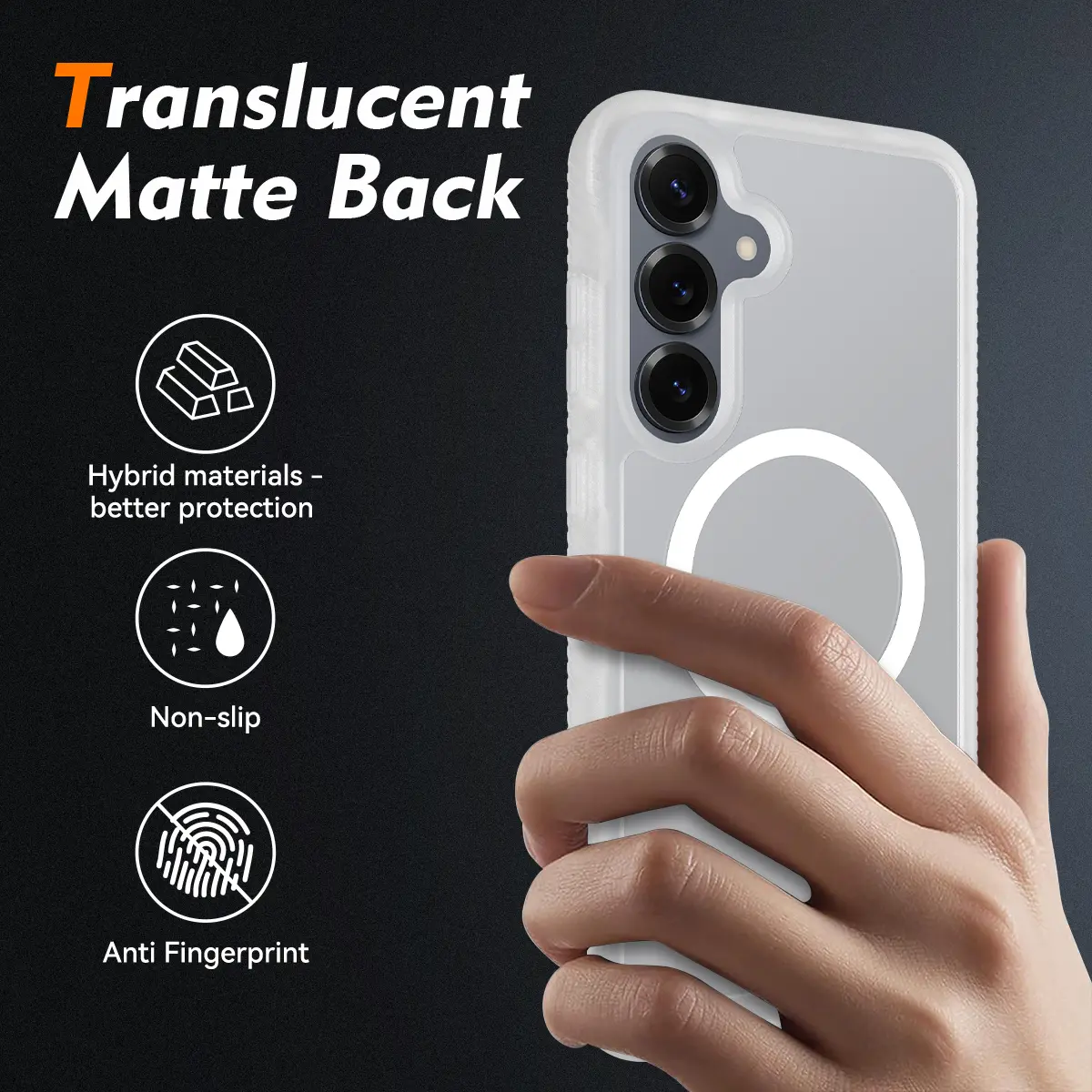 Samsung Galaxy S25 Plus Hoesje Full Protect 360° Cover MagSafe Matte Transparant afbeelding 2