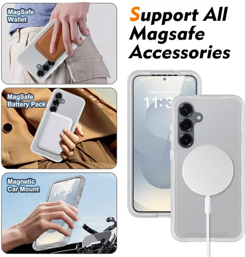 Samsung Galaxy S25 Plus Hoesje Full Protect 360° Cover MagSafe Matte Transparant afbeelding 5