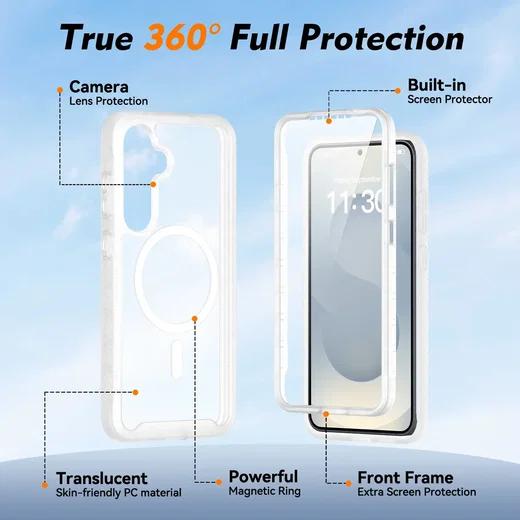 Samsung Galaxy S25 Plus Hoesje Full Protect 360° Cover MagSafe Matte Transparant afbeelding 7