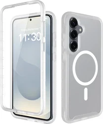 Samsung Galaxy S25 Plus Hoesje Full Protect 360° Cover MagSafe Matte Transparant afbeelding