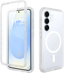 Samsung Galaxy S25 Hoesje Full Protect 360° Cover met MagSafe Matte Transparant afbeelding
