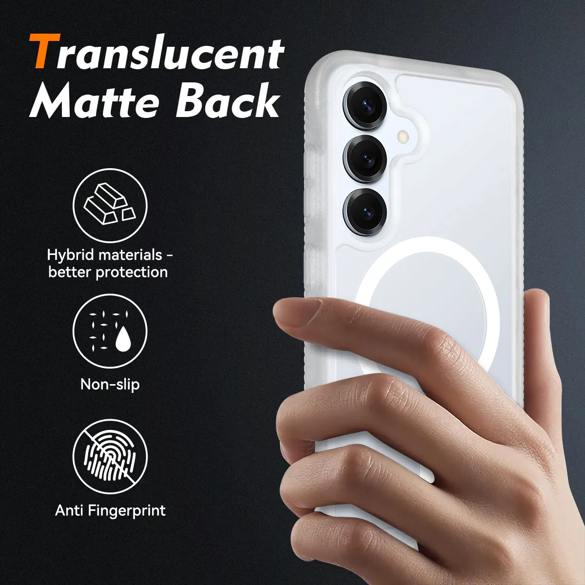 Samsung Galaxy S25 Hoesje Full Protect 360° Cover met MagSafe Matte Transparant afbeelding 2