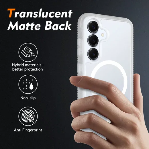 Samsung Galaxy S25 Hoesje Full Protect 360° Cover met MagSafe Matte Transparant afbeelding 2