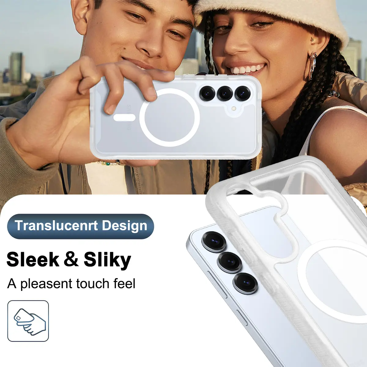 Samsung Galaxy S25 Hoesje Full Protect 360° Cover met MagSafe Matte Transparant afbeelding 8