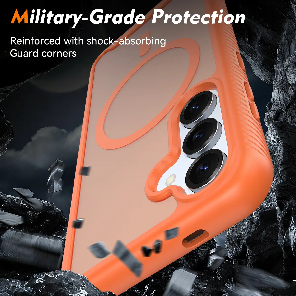 Samsung Galaxy S25 Hoesje Full Protect 360° Cover met MagSafe Matte Oranje afbeelding 4