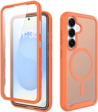 Samsung Galaxy S25 Hoesje Full Protect 360° Cover met MagSafe Matte Oranje