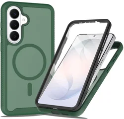 Samsung Galaxy S25 Hoesje Full Protect 360° Cover met MagSafe Matte Groen afbeelding