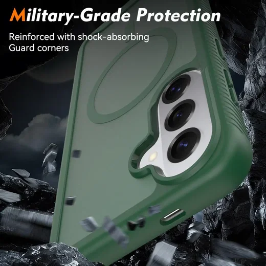 Samsung Galaxy S25 Hoesje Full Protect 360° Cover met MagSafe Matte Groen afbeelding 4