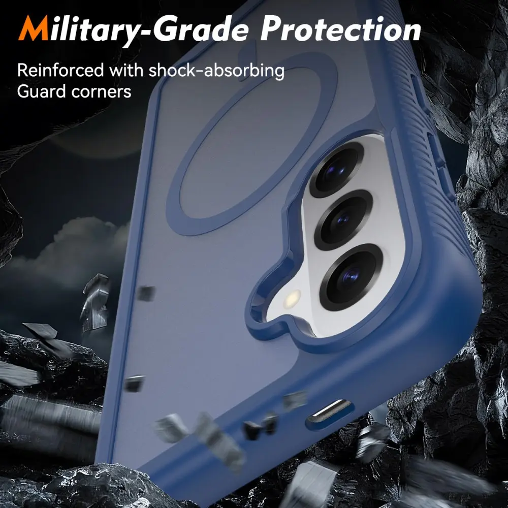 Samsung Galaxy S25 Hoesje Full Protect 360° Cover met MagSafe Matte Blauw afbeelding 4