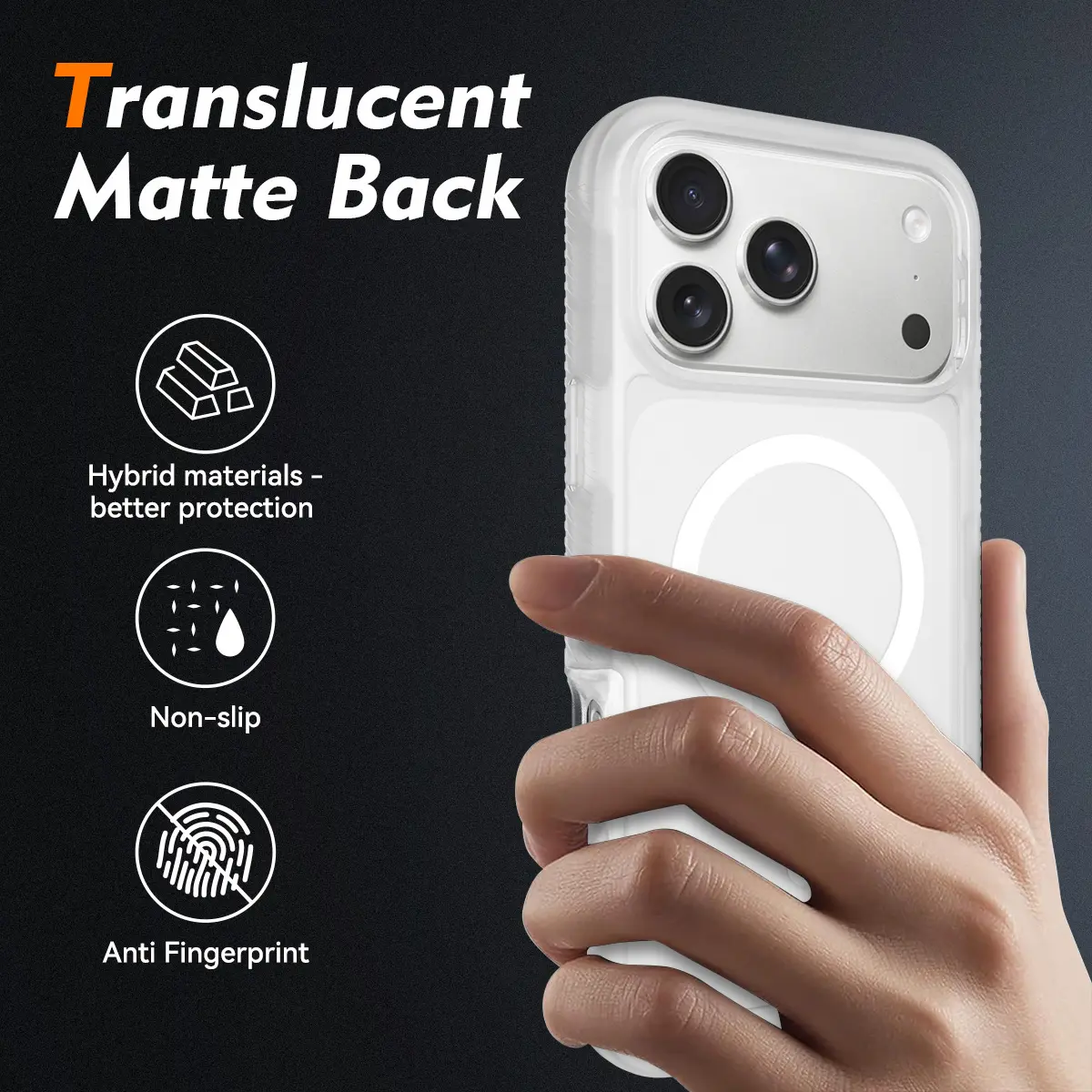 Apple iPhone 17 Pro Max Hoesje Full Protect 360° Cover MagSafe Matte Transparant afbeelding 4