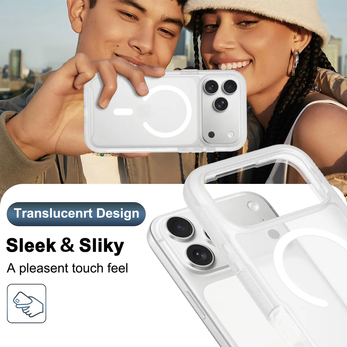 Apple iPhone 17 Pro Max Hoesje Full Protect 360° Cover MagSafe Matte Transparant afbeelding 8
