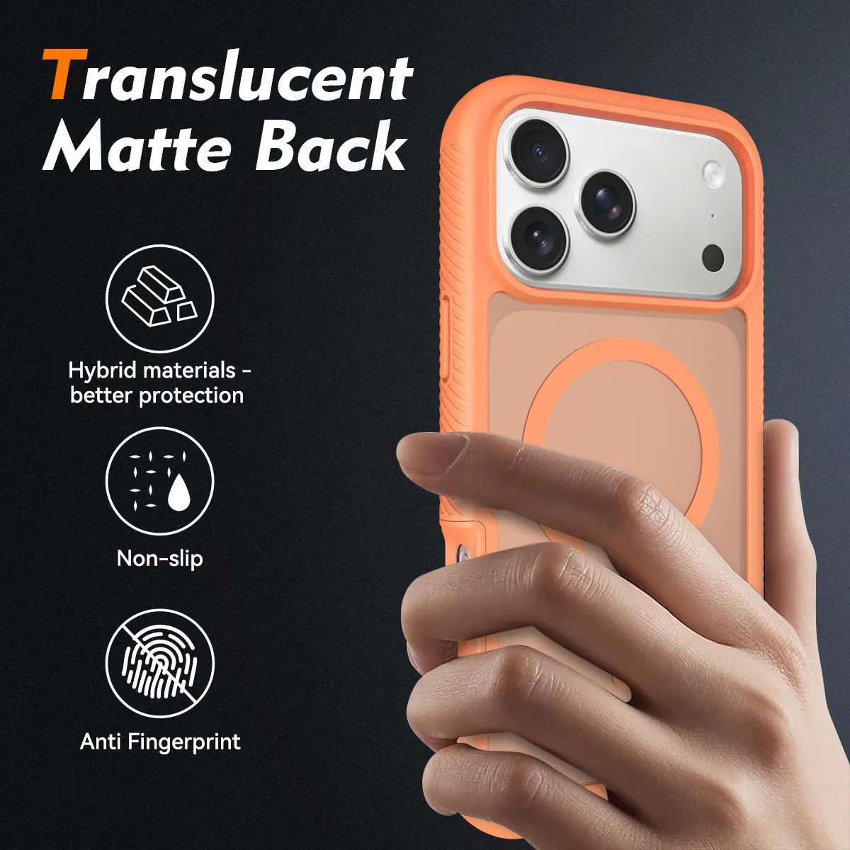 Apple iPhone 17 Pro Max Hoesje Full Protect 360° Cover met MagSafe Matte Oranje afbeelding 2