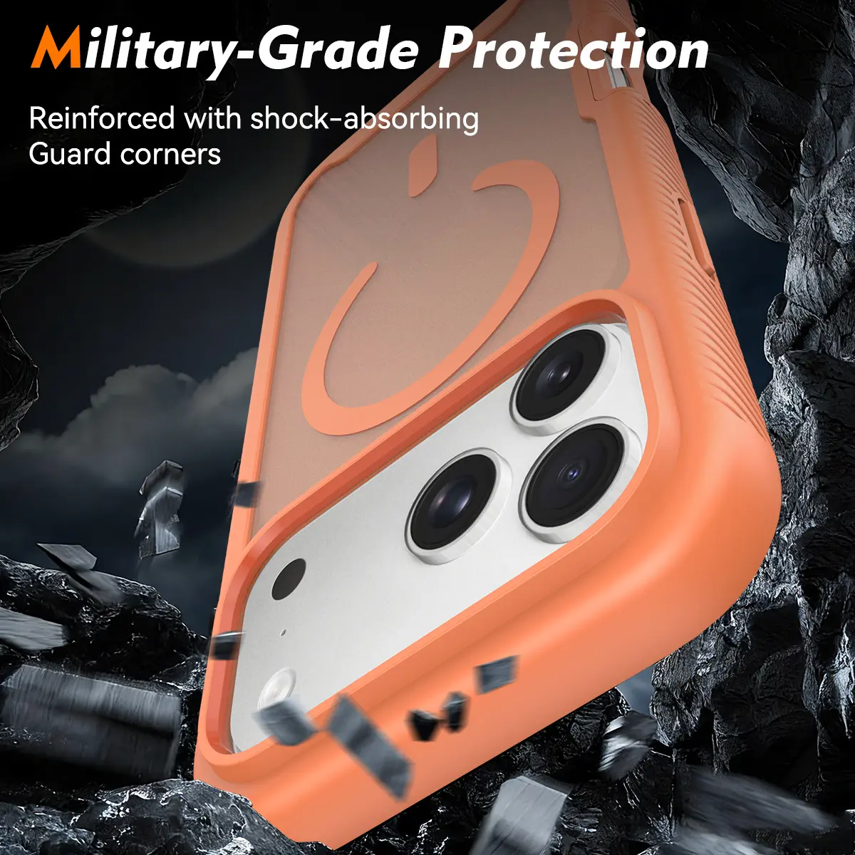 Apple iPhone 17 Pro Max Hoesje Full Protect 360° Cover met MagSafe Matte Oranje afbeelding 4