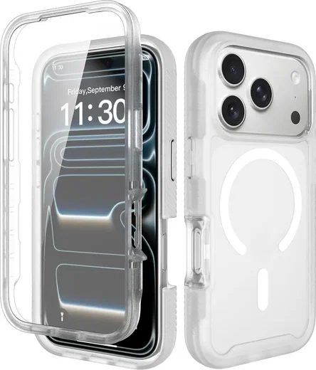 Apple iPhone 17 Pro Hoesje Full Protect 360° Cover met MagSafe Matte Transparant afbeelding 1