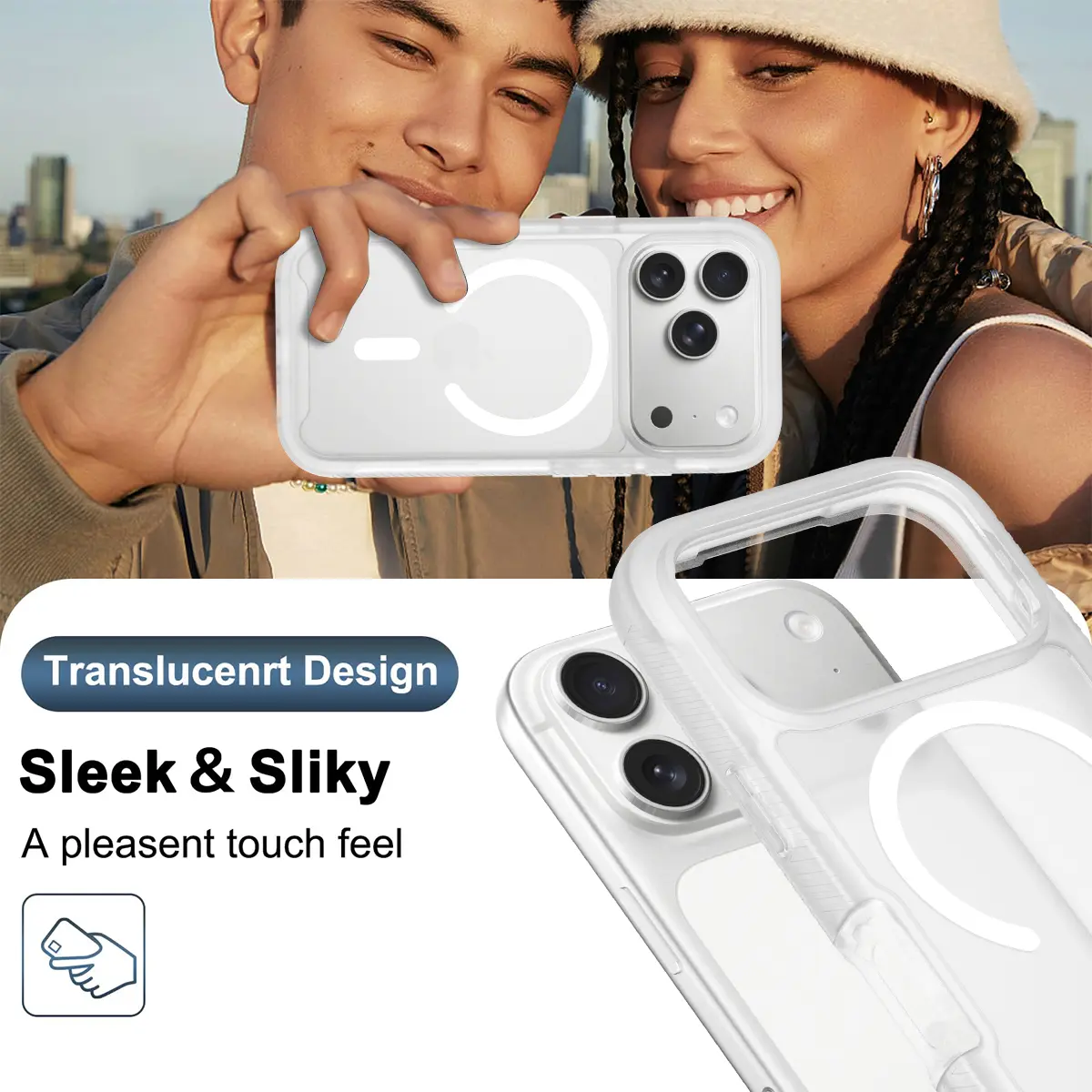 Apple iPhone 17 Pro Hoesje Full Protect 360° Cover met MagSafe Matte Transparant afbeelding 8