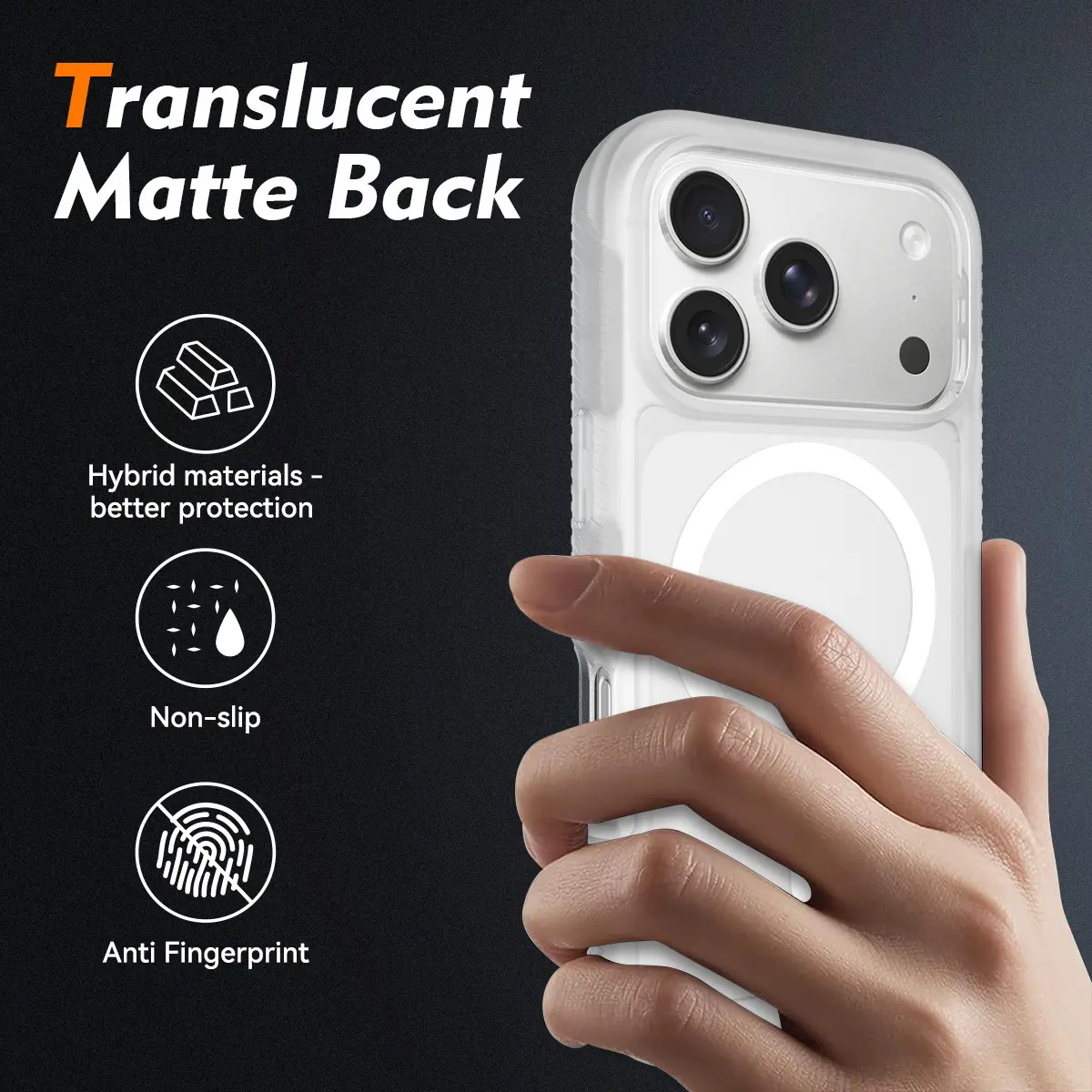 Apple iPhone 17 Pro Hoesje Full Protect 360° Cover met MagSafe Matte Transparant afbeelding 2
