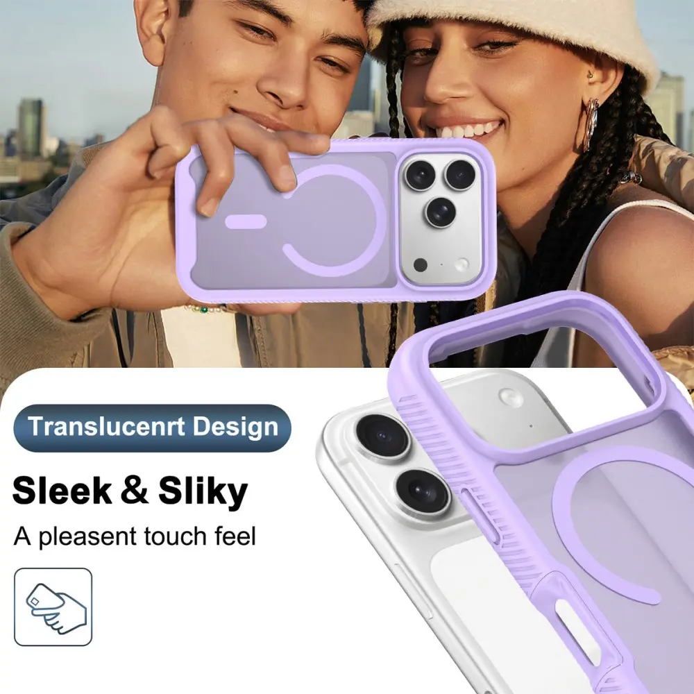 Apple iPhone 17 Pro Hoesje Full Protect 360° Cover met MagSafe Matte Paars afbeelding 5