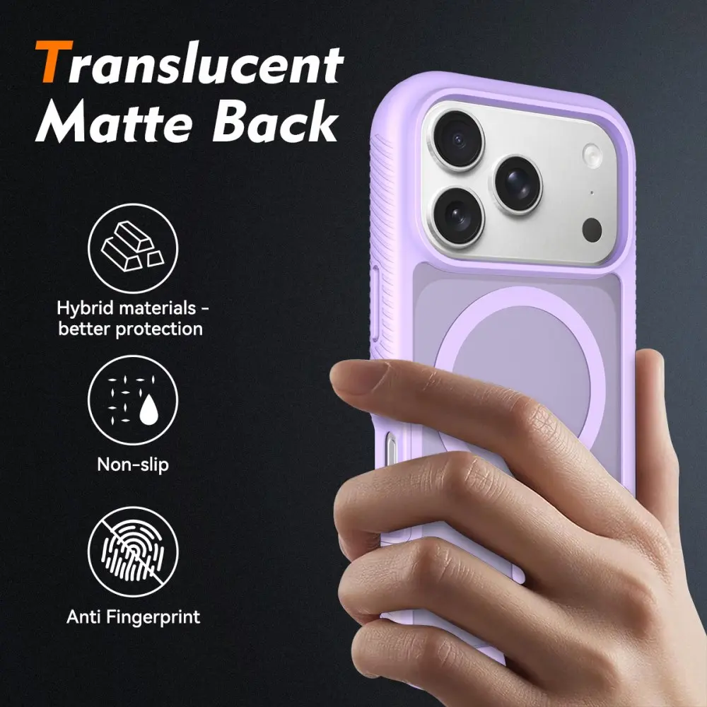 Apple iPhone 17 Pro Hoesje Full Protect 360° Cover met MagSafe Matte Paars afbeelding 2
