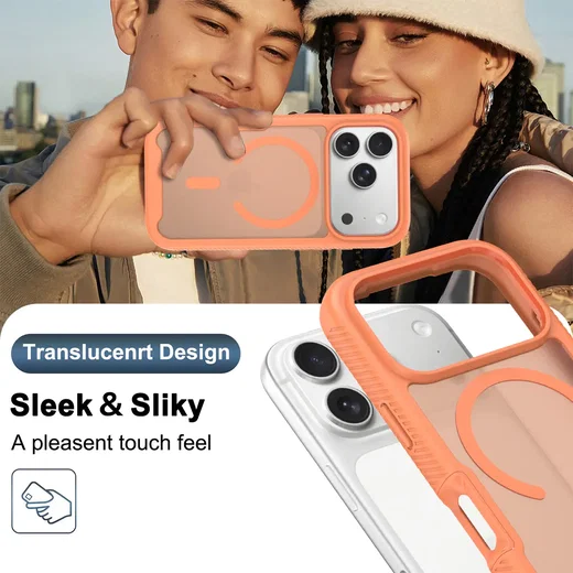 Apple iPhone 17 Pro Hoesje Full Protect 360° Cover met MagSafe Matte Oranje afbeelding 8