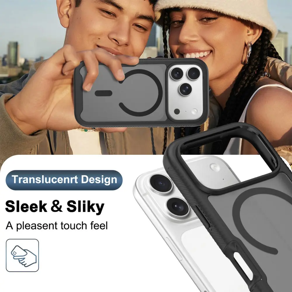 Apple iPhone 17 Pro Hoesje Full Protect 360° Cover met MagSafe Matte Zwart afbeelding 6