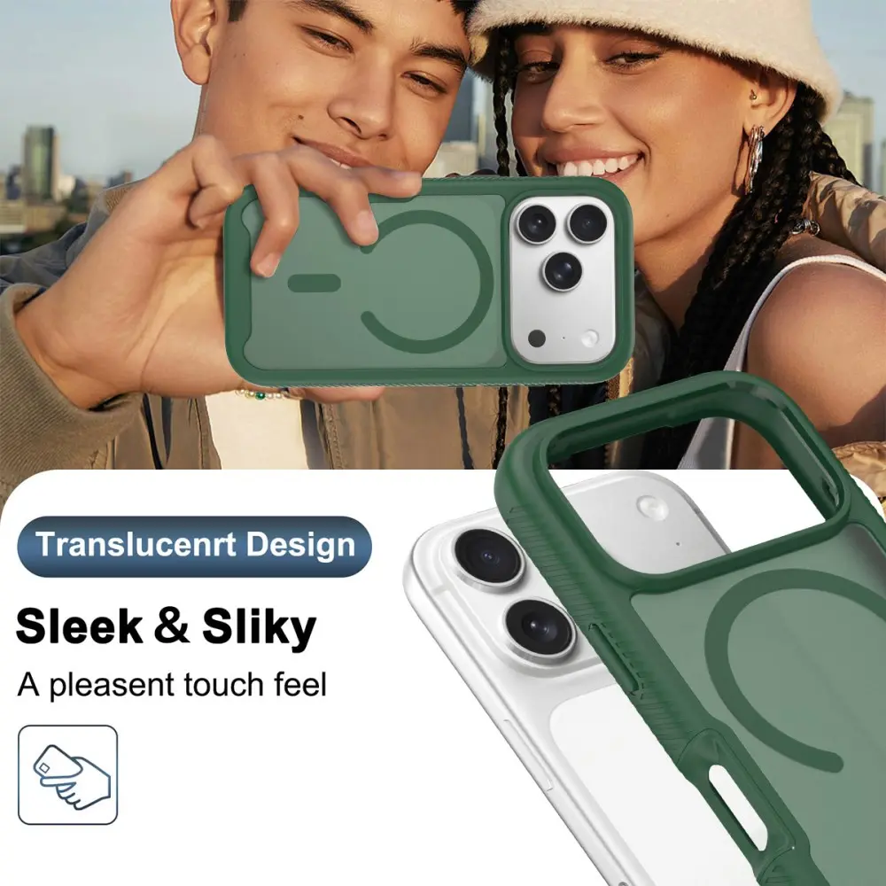 Apple iPhone 17 Pro Hoesje Full Protect 360° Cover met MagSafe Matte Groen afbeelding 6