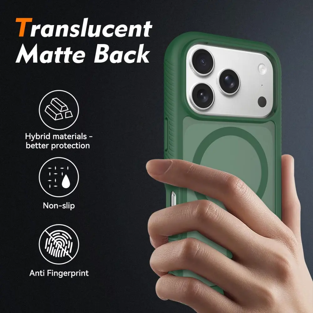 Apple iPhone 17 Pro Hoesje Full Protect 360° Cover met MagSafe Matte Groen afbeelding 2