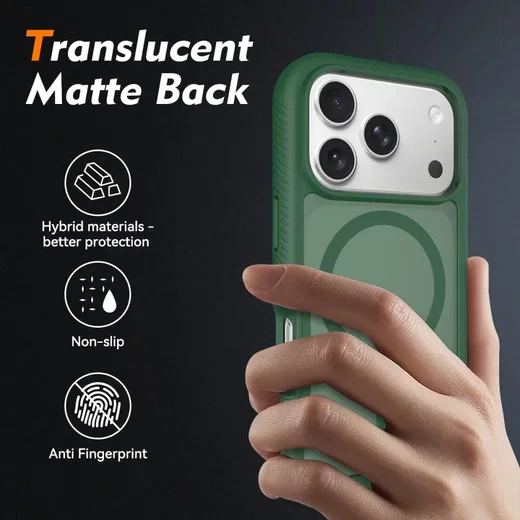 Apple iPhone 17 Pro Hoesje Full Protect 360° Cover met MagSafe Matte Groen afbeelding 2
