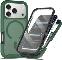 Apple iPhone 17 Pro Hoesje Full Protect 360° Cover met MagSafe Matte Groen afbeelding