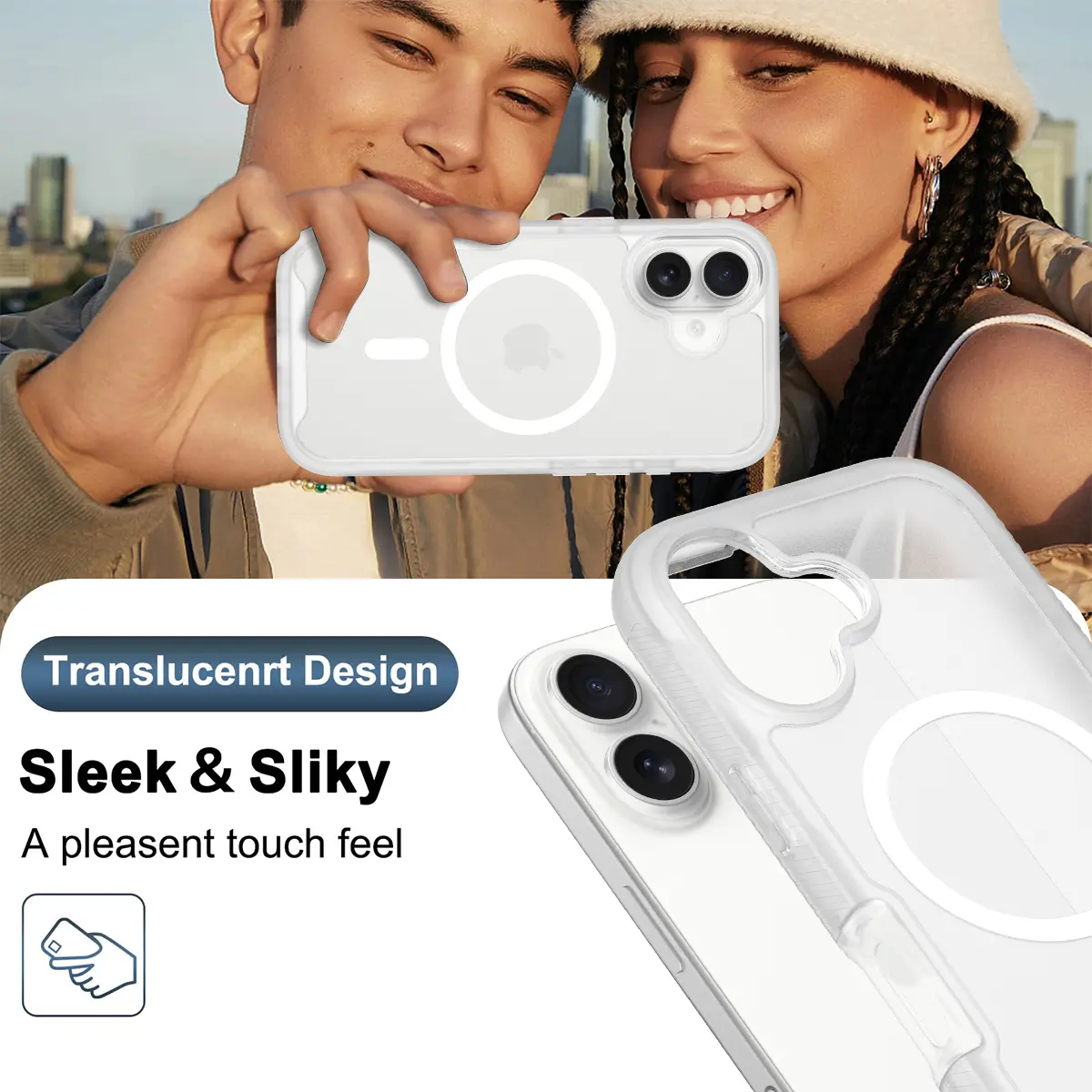 Apple iPhone 17 Hoesje Full Protect 360° Cover met MagSafe Matte Transparant afbeelding 7