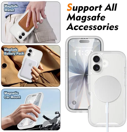 Apple iPhone 17 Hoesje Full Protect 360° Cover met MagSafe Matte Transparant afbeelding 4