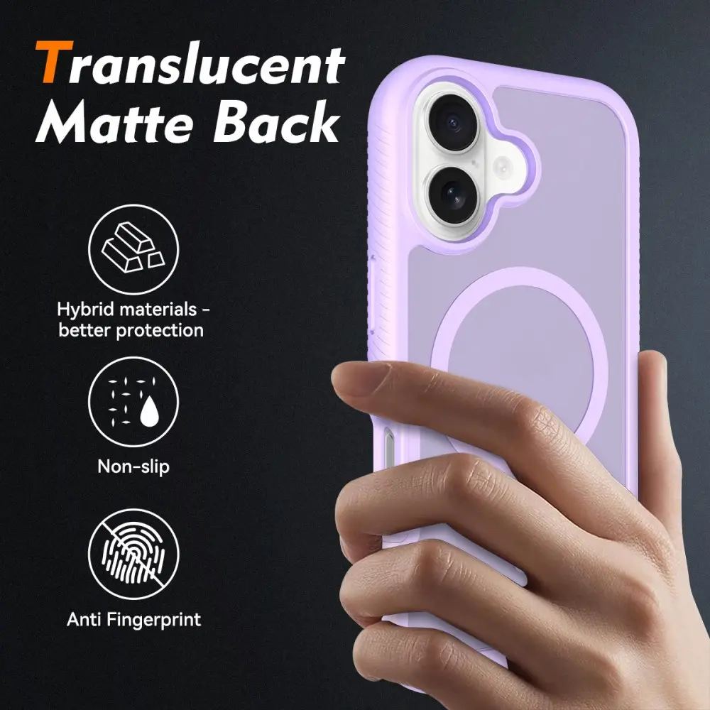 Apple iPhone 17 Hoesje Full Protect 360° Cover met MagSafe Matte Paars afbeelding 2