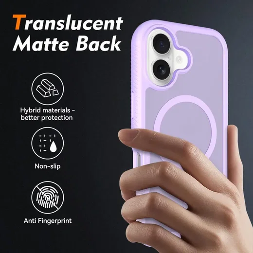Apple iPhone 17 Hoesje Full Protect 360° Cover met MagSafe Matte Paars afbeelding 2