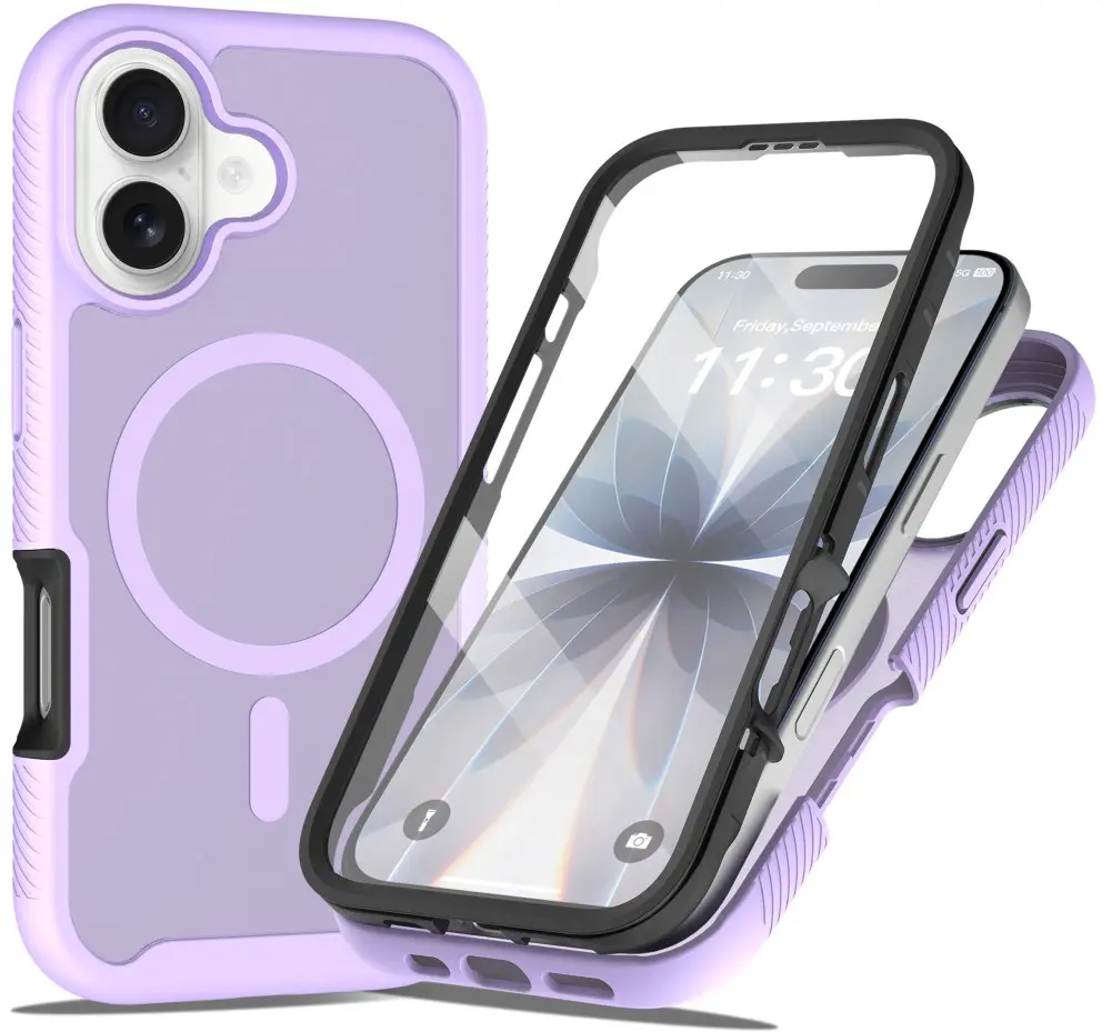 Apple iPhone 17 Hoesje Full Protect 360° Cover met MagSafe Matte Paars afbeelding 1