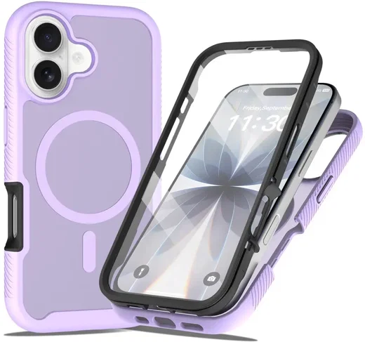 Apple iPhone 17 Hoesje Full Protect 360° Cover met MagSafe Matte Paars afbeelding 1