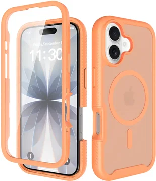 Apple iPhone 17 Hoesje Full Protect 360° Cover met MagSafe Matte Oranje