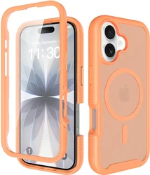 Apple iPhone 17 Hoesje Full Protect 360° Cover met MagSafe Matte Oranje afbeelding