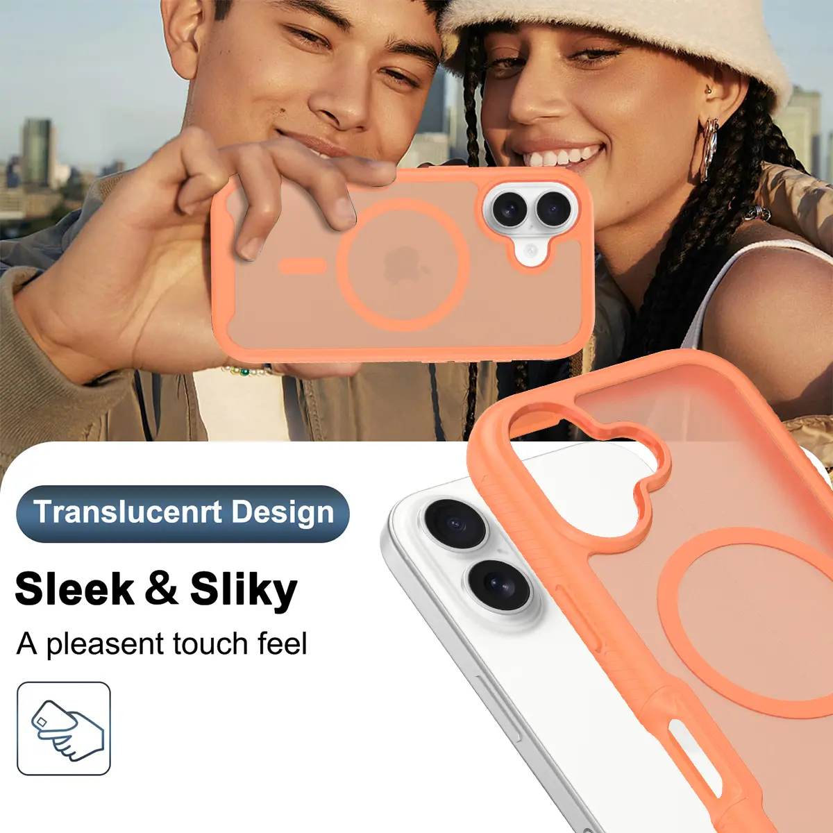Apple iPhone 17 Hoesje Full Protect 360° Cover met MagSafe Matte Oranje afbeelding 5