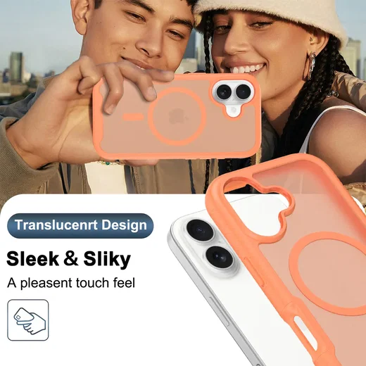 Apple iPhone 17 Hoesje Full Protect 360° Cover met MagSafe Matte Oranje afbeelding 5