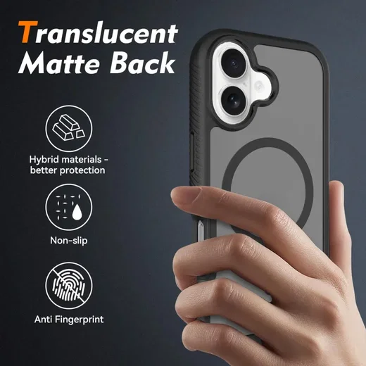 Apple iPhone 17 Hoesje Full Protect 360° Cover met MagSafe Matte Zwart afbeelding 2